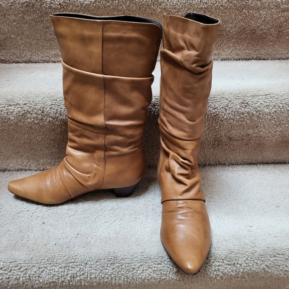 Aldo Shoes - Tan Leather Mid Calf Heeled Boots, Size 39, New!